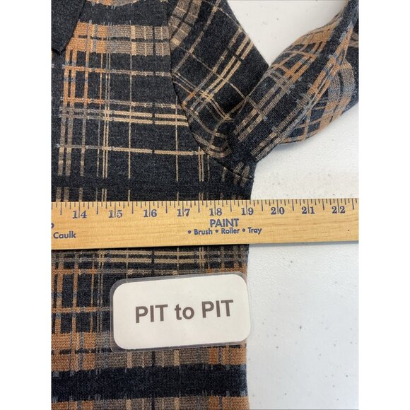 Pendleton Womens duster button down Cardigan Merino Wool size M Black tan plaid - Picture 4 of 9